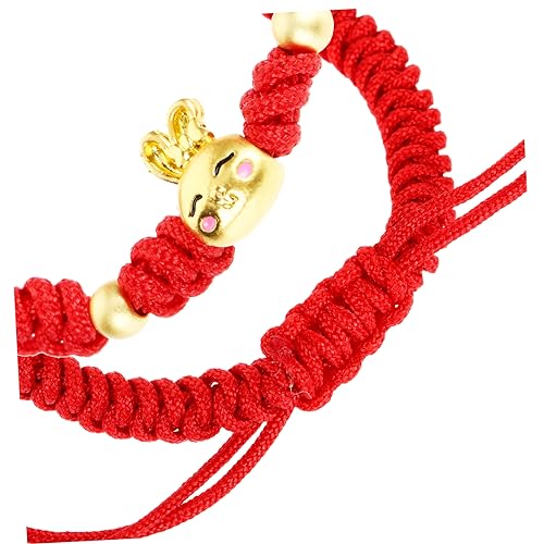 WOFASHPURET Rotes Geflochtenes Armband mit Hasenmotiv für Damen Verstellbares Handgelenkschmuckstück Langlebiges Modisches Accessoire Passend zu Chinesischem Neujahrsfest und Alltag von WOFASHPURET