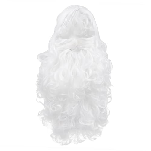 WOFASHPURET Santa Claus Perückenset Weiß und Haar Cosplay Kostüm Requisite für Weihnachtsfeier und Fasching Erwachsene von WOFASHPURET