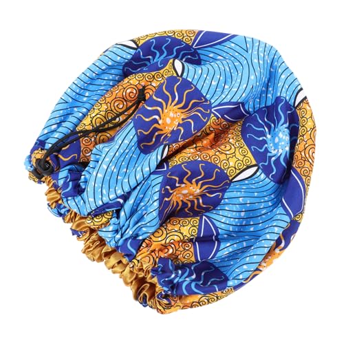 WOFASHPURET Schlafhaube Mit Afrikanischen Drucken Aus Polyester Damen Haarkappenset Für Nachtpflege Und Dusche Für Lockiges Haar Atmungsaktiv Und Elastisch von WOFASHPURET