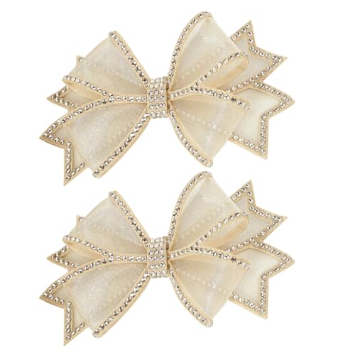 WOFASHPURET Schleifen-Schuhclips Schleife Strass-Schuhclips Hochzeit Kristalldekoration Charms Abnehmbare Schuhschnalle An Flachen Schuhen Mit Hohen Absätzen Für Braut Party Frauen Beige von WOFASHPURET