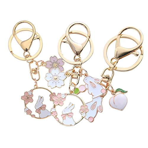 WOFASHPURET 3stücke Teiliges - Schlüsselanhänger Metall Niedliches Bunny Design Für Taschen Dekoration Und Mädchenaccessoires von WOFASHPURET