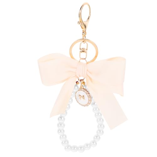 WOFASHPURET Schlüsselanhänger Mit Schleife Für Damen Perlen Schlüsselanhänger Handtaschen Anhänger Rucksack Dekoration Eleganter Geldbörsen Schmuck von WOFASHPURET
