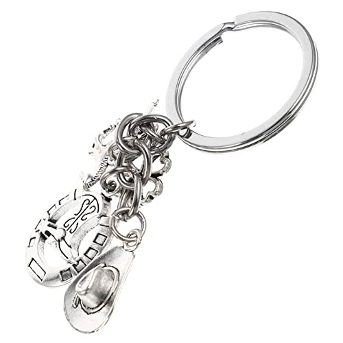 WOFASHPURET Schlüsselanhänger Westernhut Stiefelform Dekorativer Metallanhänger Zinklegierung Schlüsselanhänger Ornament von WOFASHPURET