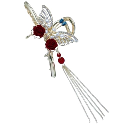 WOFASHPURET Schmetterling Haarklammer mit Quaste Rutschfest für Dickes Haar Damen Haarspange mit Perlen Haarklemmen für Hochsteckfrisuren von WOFASHPURET