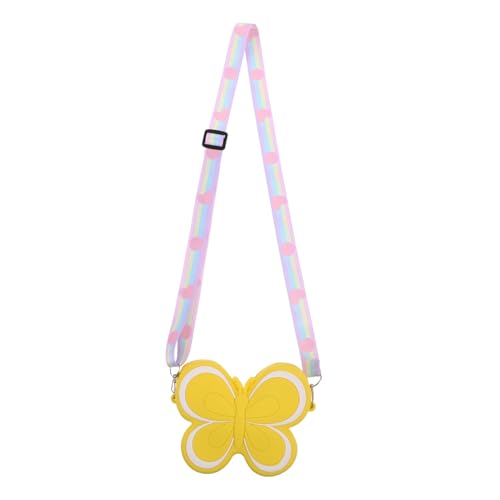 WOFASHPURET Silicone Mini Geldbörse Schmetterlingsform Mädchen Umhängetasche Für Mädchen Süße Handliche Kindertasche Gelb Für Kleine Accessoires Und Spielzeug von WOFASHPURET