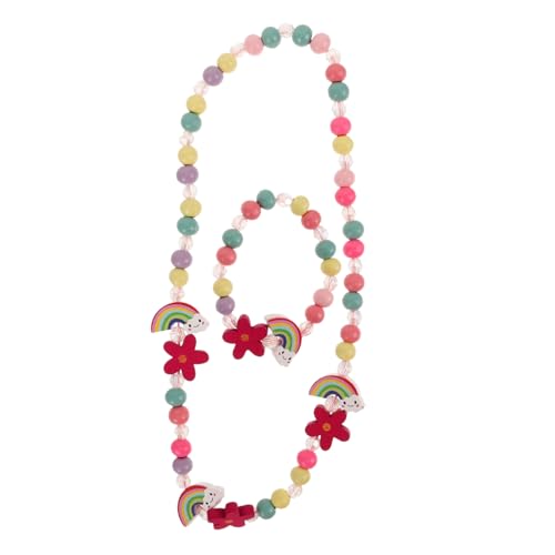 WOFASHPURET Schmuckset Mädchen Perlen Armband und Halskette Set aus Holz und Perlen Sicher für Geschenkset für Jahre Mädchen Party und Alltag von WOFASHPURET