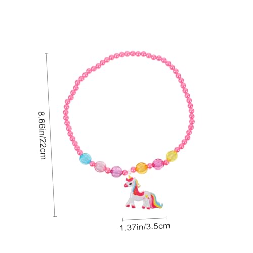 WOFASHPURET Schmuckset Teilig Einhorn Design Mädchen Armband Ohrringe Ring Halskette Rosa für Party Alltag Verstellbar Modisch Langlebig von WOFASHPURET