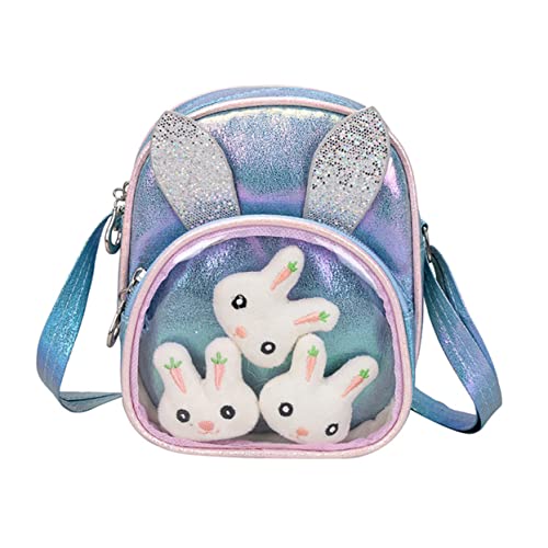 WOFASHPURET Schultertaschen -Schultertasche Mädchen Plüsch Mini-Tasche Landstreicher Puppe Klein Miserabel Umhängetasche Für Geldbörse Ledertasche Blue Pu-Leder von WOFASHPURET