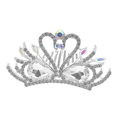 WOFASHPURET Schwanenkrone Strass-Haarspangen für Frauen Hochzeitskrone Mini haarschmuck Tiara braut kopfschmuck Kronenschmuck für Frauen Legierung Kopfbedeckung Geburtstagsgeschenk Kind Weiß von WOFASHPURET