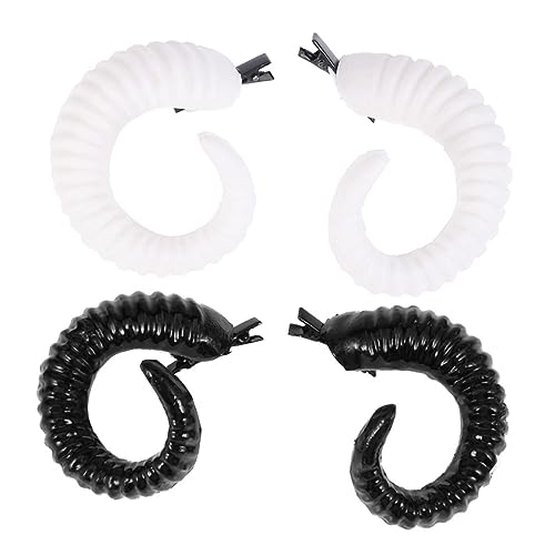 WOFASHPURET Sheep Horn Haarklammern Halloween Deko Haarspangen Schwarz Weiß für Erwachsene Party Cosplay Zubehör von WOFASHPURET