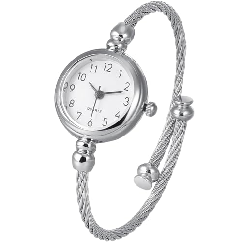 WOFASHPURET Silberne Uhren für Damen Vintage-Damenarmbanduhren Stilvolle Quarzuhr Zierliche Kleine Uhr Geburtstagsgeschenk für Frauen Weibliche Damen Und Mädchen von WOFASHPURET