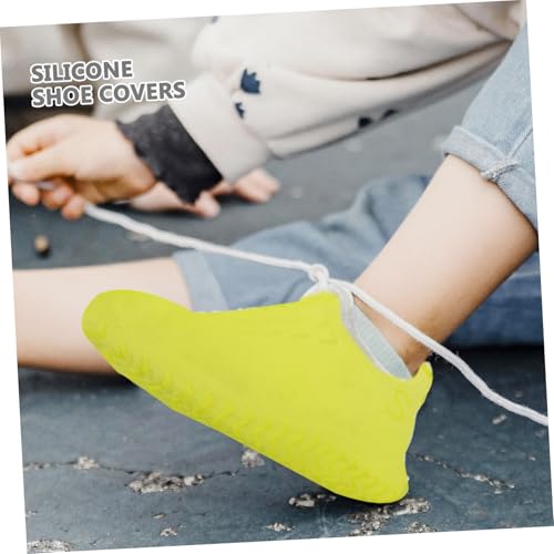 WOFASHPURET Silikon Schuhüberzieher Gelb S Rutschfest Outdoor Überschuhe Regen Überschuhe Schuhschutz Tragbar Schmutzschutz Schuhe von WOFASHPURET
