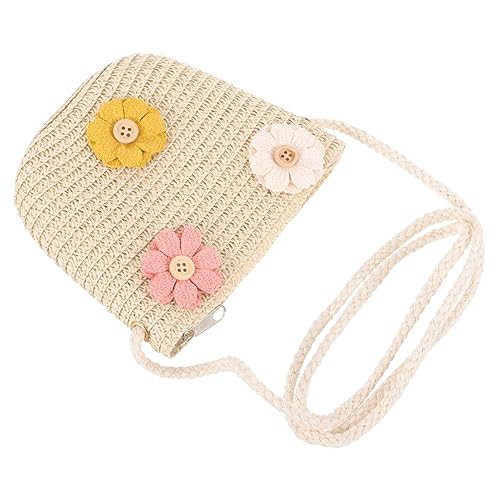 WOFASHPURET Handgeflochtene Strohtasche Für Mädchen Kleine Umhängetasche Strandtasche Aufbewahrungstasche Handgewebte Kindertasche Sommer-kindertasche Schultertasche von WOFASHPURET
