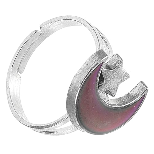 WOFASHPURET Stimmungsring für Damen Teenager Verstellbarer Farbwechselring im Star Moon Design Hypoallergen Modischer Ringschmuck Perfektes für Besondere Anlässe von WOFASHPURET
