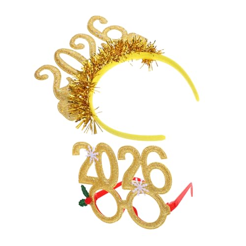 WOFASHPURET Stirnband Und Brille Für Silvesterfeiern Glitzer-haarband Mit Brille Für Partys Und Festivals Als Fotoset Für Neujahrsfeiern Und Urlaubsaccessoires von WOFASHPURET