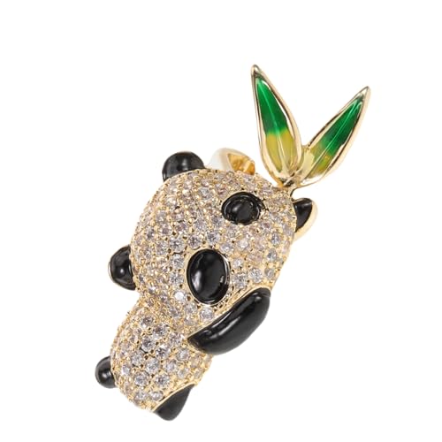 WOFASHPURET Strass Panda Brosche mit Glitzer Tier-anstecknadel mit Bambusblatt-design Sicherer Verschluss Vielseitiger Schmuck für Kleidung Rucksack Pullover und Hüte von WOFASHPURET