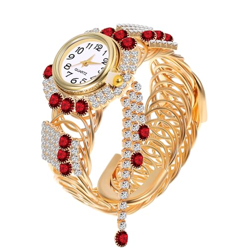 WOFASHPURET Strass-Uhren Armbanduhr Luxuriöses Quarz-Armband Mit Glänzenden Bling-Uhren Bedrucktes Perlenarmband Legierungs-Damenuhr Für Damen Und Mädchen von WOFASHPURET
