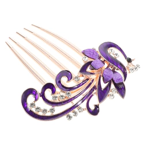 WOFASHPURET Strass haar kamm schmuck Klammer Haarverzierung Haarkamm Hochzeit Glänzende Haarspange klein Strasssteine Gold Haarkamm-Clip Kopfbedeckungen für die Hochzeit Zinklegierung Violett von WOFASHPURET
