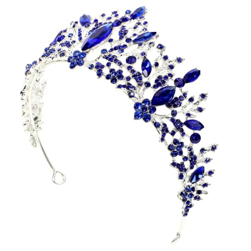 WOFASHPURET Strass-stirnband Für Frauen Barock-krone Mit Strasssteinen Legierung Tiara Haarschmuck Für Hochzeit Brautparty Geburtstag Blau von WOFASHPURET