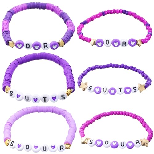 WOFASHPURET Tonperlen-Armbänder 6 Stück Freundschaftsarmbänder Heishi-Armband Niedliche Armbänder Stapelbar Vinyl-Ton-Scheibenperlen Stretch-Sommer-Strand-Armbänder Für Mädchen Und Frauen von WOFASHPURET