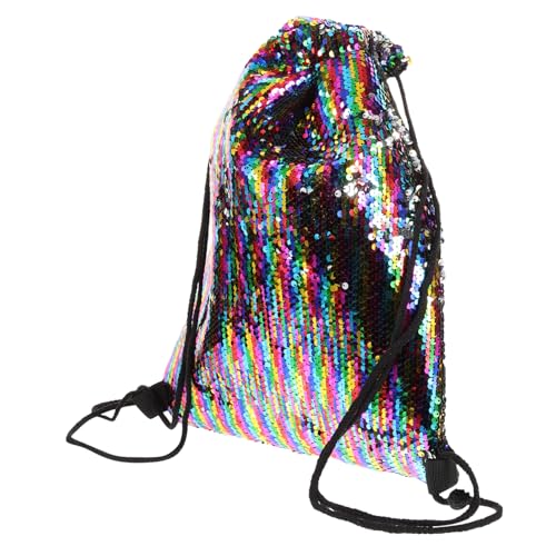 WOFASHPURET Turnbeutel Mit Kordelzug Und Pailletten Stoffbeutel Mit Praktischem Verschluss Großer Rucksack Für Einkaufen Und Outdoor-aktivitäten Funkelndes Design Für Glamour-Look von WOFASHPURET