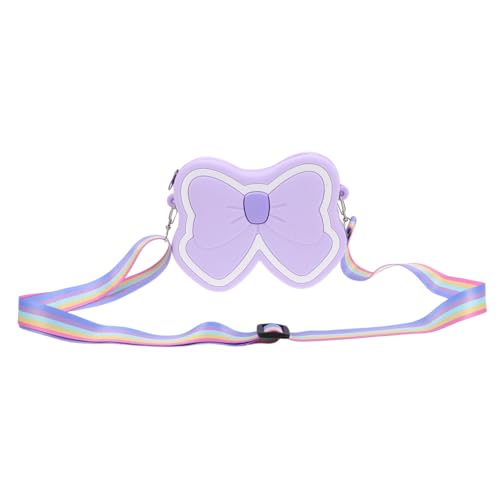 WOFASHPURET Süße Kindertasche Aus Silikon Und Polyester Mit Schleifen-Design Leuchtenden Farben Für Kleine Mädchen Unterwegs Langlebige Umhängetasche von WOFASHPURET