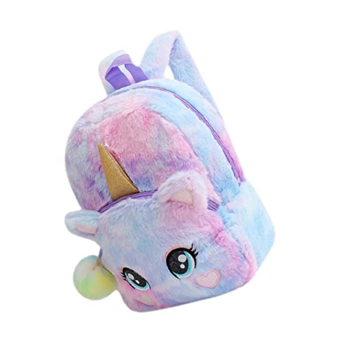 WOFASHPURET Unicorn Plush -Rucksack Aufbewahrungstasche für Mädchen Schultertasche Tiere entwerfen Umhängetasche Cartoon-Schultasche -Rucksack Plüsch Violett von WOFASHPURET