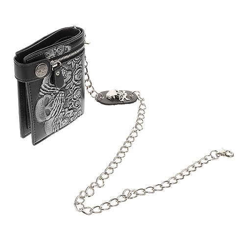 WOFASHPURET Leder Gothic Geldbörse Mit Punk -design Unisex Leichte Und Langlebige Geldtasche Mit Kette Großes Fassungsvermögen Für Täglichen Gebrauch von WOFASHPURET