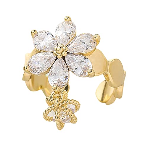 WOFASHPURET Blumenring Mit Offenen Fingern Verstellbar Und Elegant Aus Zirkonia Für Damen Stilvoller Schmuck Für Partys Alltagslooks Und Besondere Anlässe von WOFASHPURET