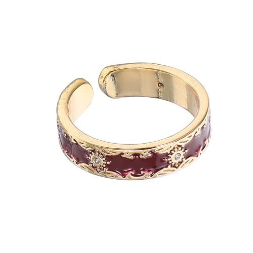 WOFASHPURET Offener Ring Für Damen Mit Blume Verstellbar Stapelbar Funkelnde Emaille-beschichtung Zirkonia-details Einzigartiger Schmuck Für Frauen Chinesischer Stil Alltag von WOFASHPURET