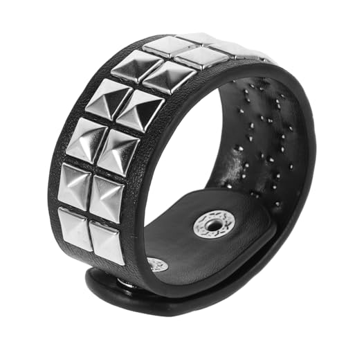 WOFASHPURET Ledernietenarmband Für Herren Und Damen Gothic-punk-armband Aus Kunstleder Schwarze Manschette Mit Nieten Für Halloween-party Unisex-pu-armband Manschettenarmreif von WOFASHPURET