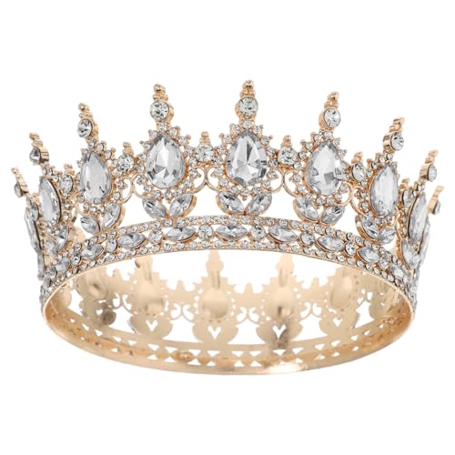 WOFASHPURET Vintage-Brautkrone Mit Kristall-Strass Königin-Tiara Aus Legierung Für Frauen Weiße Dekoration Für Hochzeit Verlobung Abschlussball Party 14 9 X 14 9 X 5 9 Cm von WOFASHPURET