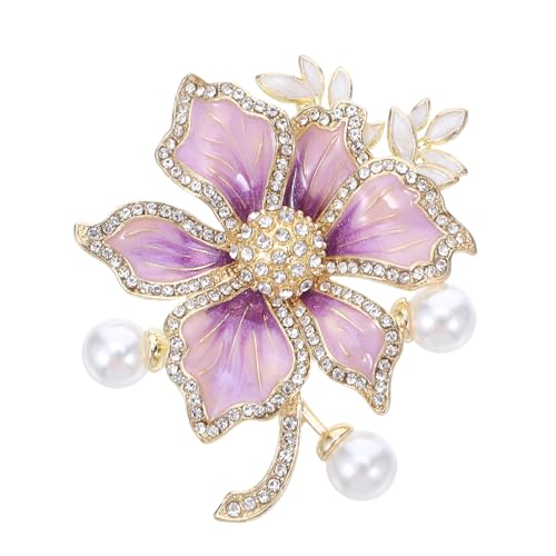WOFASHPURET Vintage Floral Brooch Pin Lavendelblume Retro Design Perlenbesatz Hochwertige Emaille Schmuck Anstecknadel Elegant Für Damen Bankett Abendkleid Accessoire von WOFASHPURET
