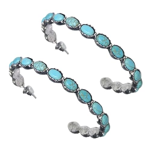 WOFASHPURET Vintage Große Statement Ohrringe für Damen Grüne Metall Creolen Auffällige Runde C Förmige Ohrringe Eleganter Schmuck für Partys und Alltag von WOFASHPURET