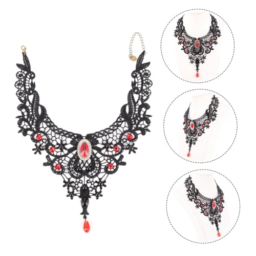 WOFASHPURET Vintage Halloween Halskette mit Schwarzer Spitze und Funkelndem Anhänger Verarbeitung Eleganter Schmuck für Damen Perfektes Accessoire für Halloween Partys WOFASHPURET Vintage Halloween Halskette mit Schwarzer Spitze und Funkelndem Anhänger Verarbeitung Eleganter Schmuck für Damen Perfektes Accessoire für Halloween Partys von WOFASHPURET