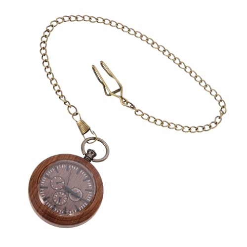 WOFASHPURET Vintage Taschenuhr Aus Holz Taschenuhren Tragbare Uhr Taschenuhr Mit Kette Dekorative Hängeuhr Retro Hängeuhr Taschenuhr Für Herren Retro Taschenuhr von WOFASHPURET