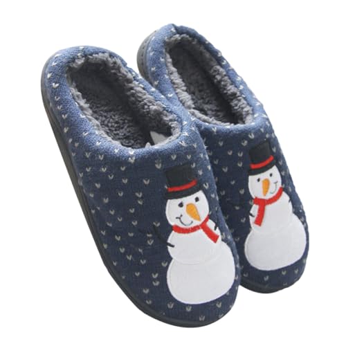 WOFASHPURET Weiche Warme Weihnachts-hausschuhe Unisex Rutschfeste Pantoffeln mit Niedlichem Schneemann-design Kuschelige Indoor-slipper für Damen und Herren von WOFASHPURET