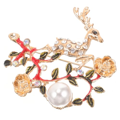 WOFASHPURET Weihnachtliche Brosche mit Perlen Stabile Legierung Glatte Kanten Modischer Kleidungsschmuck für Damen Langlebige Anstecknadel zur Weihnachtsdekoration von WOFASHPURET