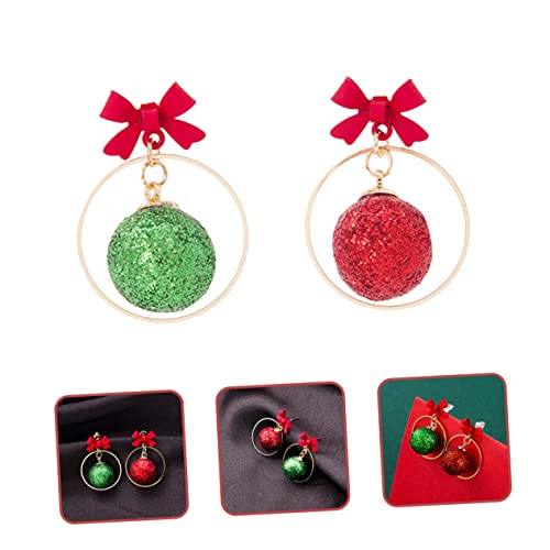 WOFASHPURET Weihnachtliche Damen Ohrhänger mit Kugel und Schleifen Design Leichte Ohrschmuck für Party Alltag Vielseitig Festliche Weihnachtsohrringe Eleganter Ohrschmuck von WOFASHPURET