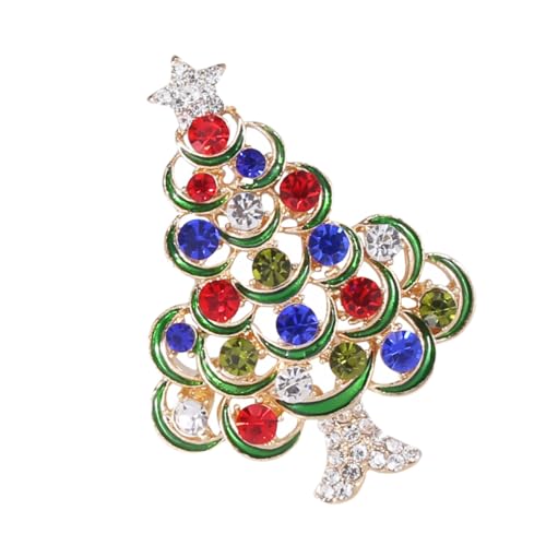 WOFASHPURET Weihnachtliche Legierung Brosche mit Bunten Strasssteinen Kreative Weihnachtsbaum Breastpin Modisches Langlebiges Accessoire für Kleidung Perfektes für Freundin und Familie von WOFASHPURET