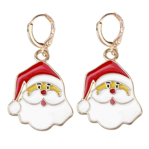 WOFASHPURET Weihnachtliche Santa Claus Ohrhänger Bunte Legierung Tropfenohrringe Modischer Ohrschmuck für Damen Festliche Weihnachtsdeko Auffälliger Christbaumschmuck Stil von WOFASHPURET