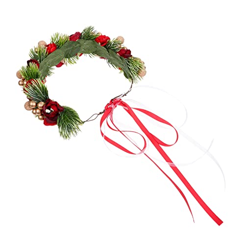 WOFASHPURET Weihnachtlicher Haarkranz mit Glocken und Festliches Blumenhaarband Damen Dekoratives Weihnachtskranz Haarreifen für Party Karneval und Fotoshooting von WOFASHPURET