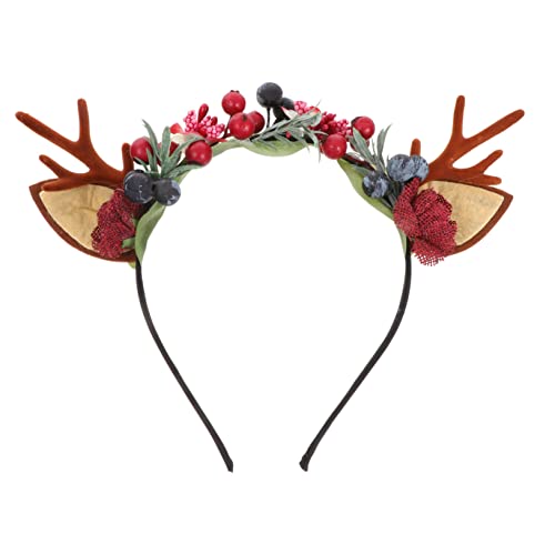 WOFASHPURET Weihnachtliches Haarband Damen mit Geweih und Beeren Leichter Haarschmuck Festliches Stirnband für Party und Foto Modisches Accessoire für Weihnachtsfeier und Alltag von WOFASHPURET