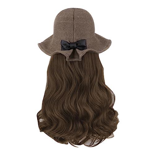 WOFASHPURET Wellenförmige Perücke mit Hut Trendiges Accessoire für Damen für Partys Cosplay und Leicht Tragbar mit Langen Lockigen Haaren von WOFASHPURET