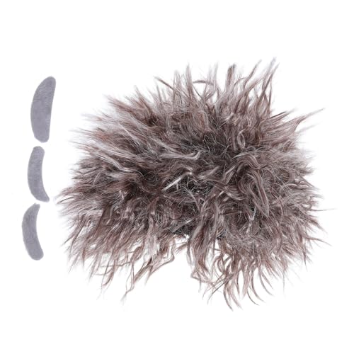 WOFASHPURET Wissenschaftler Perücke Set mit Braunen Zöpfen Realistischer Falscher Schnurrbart und Augenbrauen Klebe Vielseitiges Kostümzubehör für Cosplay Halloween Fasching und Mottoparty von WOFASHPURET