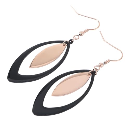 WOFASHPURET Zwei-farben-ohrringe Trendy Doppelt Schmuck Ohrhänger Frauen Ohrring Blatt-ohrtropfen Frauen Ohrtropfen Schwarz WOFASHPURET Zwei-farben-ohrringe Trendy Doppelt Schmuck Ohrhänger Frauen Ohrring Blatt-ohrtropfen Frauen Ohrtropfen Schwarz von WOFASHPURET