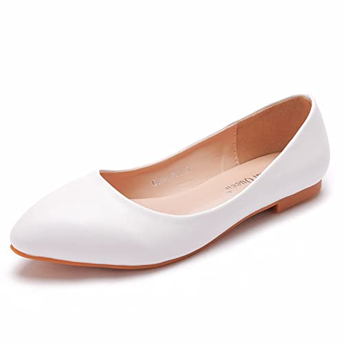 Bride Bridesmaid Shoes, Klassische Spitzen Pfennigabsatz Slip-On Elegant Hochzeit Party Schuhe 3CM Stiletto Heels,Weiß,42 EU von WOGQX