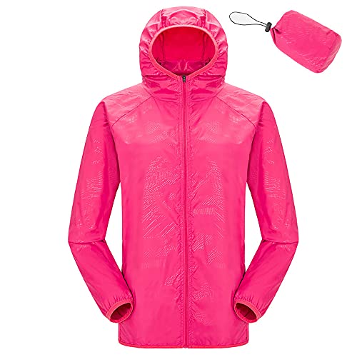 WOGQX Wasserdichte Fahrradjacke für Damen und Herren, Atmungsaktiver Packbare Laufjacke, Radfahren Jacke Kapuze Regenmantel Outdoor Sport Windjacke,Rot,4XL von WOGQX