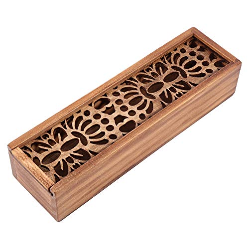 WOHPNLE Holzstiftkoffer, langlebige Desktop -Bleistiftbox Stilvolle Holzstiftkiste mit einzigartiger Design -Schafsbox für Schule, Büro und Haushaltsaufbewahrung (Symmetrischer Texturtyp) von WOHPNLE