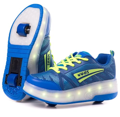 WOHS Turnschuhe mit Zwei Rädern und LED-Leuchten. Wiederaufladbar, 16 Lichteffekte. Automatisches Hinterrad. Blau/Grün. Größe 30 WOHS Turnschuhe mit Zwei Rädern und LED-Leuchten. Wiederaufladbar, 16 Lichteffekte. Automatisches Hinterrad. Blau/Grün. Größe 30 von WOHS